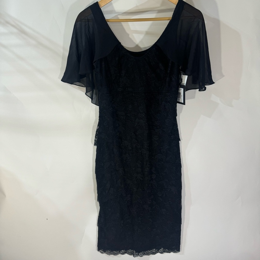 Marina Black Short Sleeve Midi Dress
